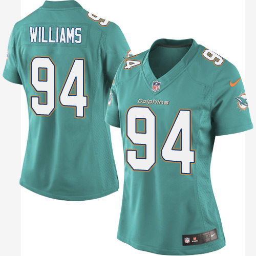 Women's Elite Mario Williams Nike Jersey Aqua Green Home - #94 NFL Miami Dolphins